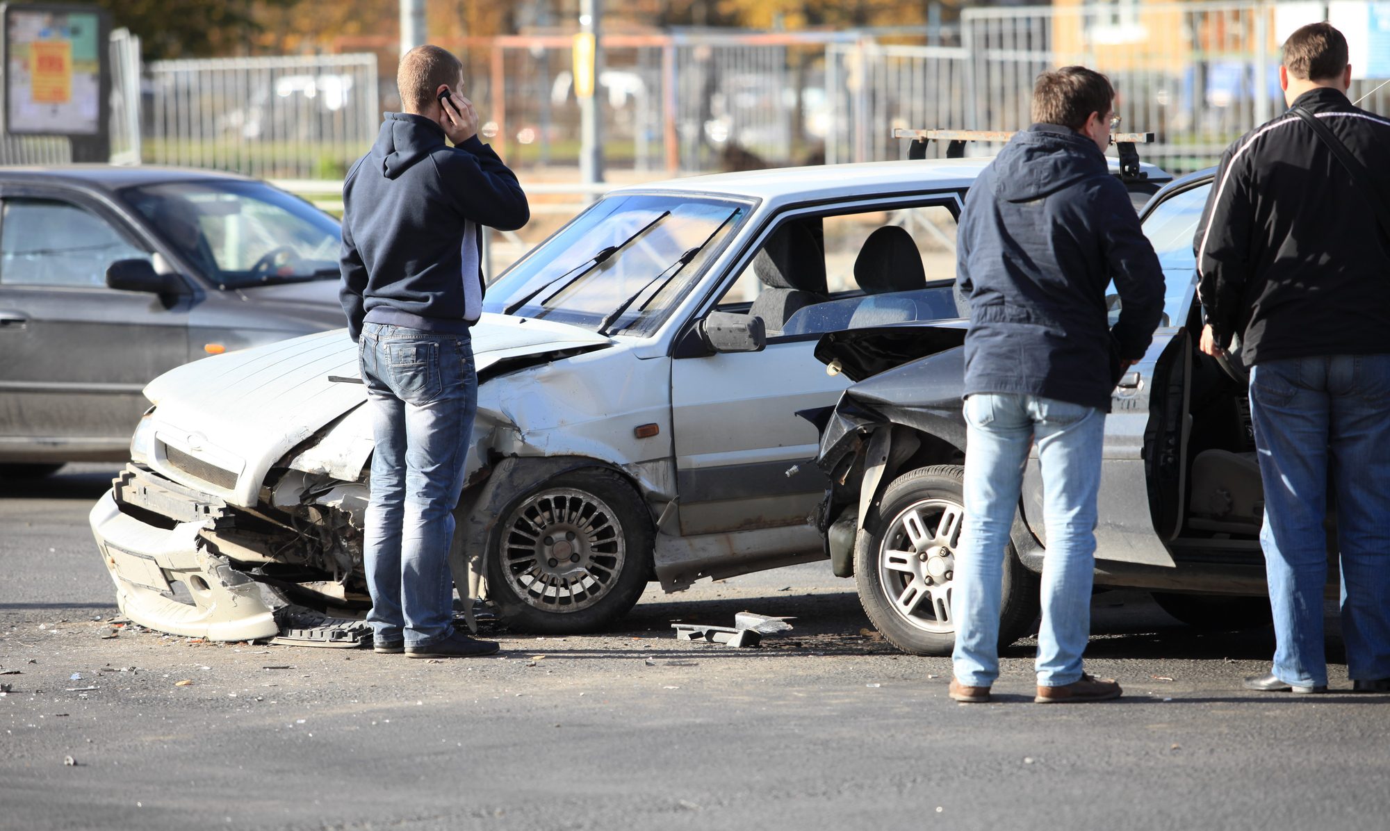 Clash of Two Cars at the Crossroads.